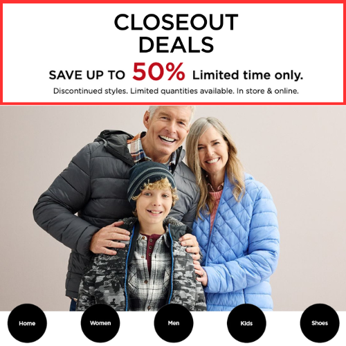 Kohl’s Closeout Deals offer up to 50% off! Find a Large Selection of Home Decor, Clothing, Footwear, Accessories, and More + Earn Kohl’s Cash