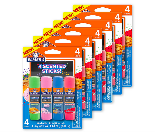 Elmer’s Scented Clear Glue Sticks, Safe and Nontoxic, Assorted Scents, 24 Count