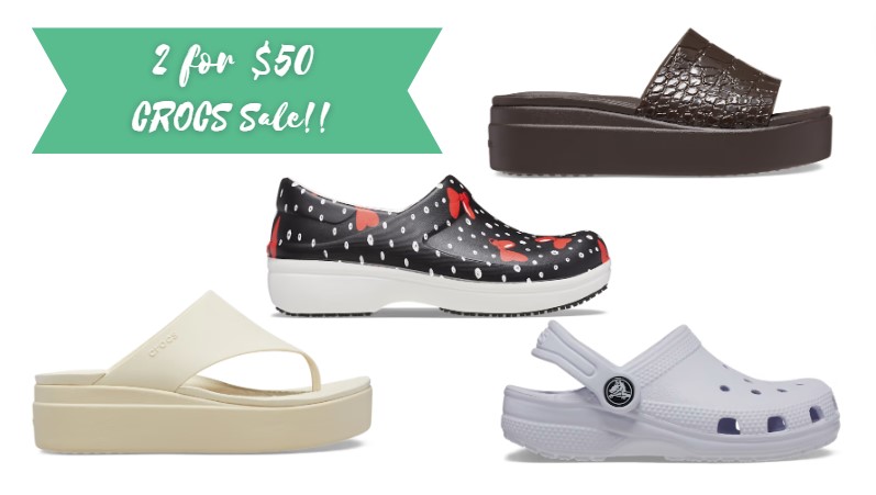 Crocs Flash Sale | 2 for $50 Clogs & Sandals