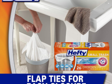 Hefty 312-Count Clean Burst Flap Tie Small Trash Bags, 4-Gal as low as $31.85 Shipped Free (Reg. $43) – $2.65/26-Count Box or 10¢/Bag