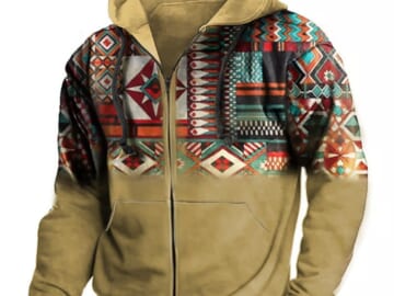 Men's Graphic Full-Zip Hoodie for $12 + $10 s&h