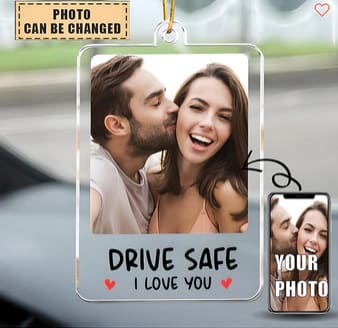 Photo Personalized Car Ornament for $12 for 2 + free shipping