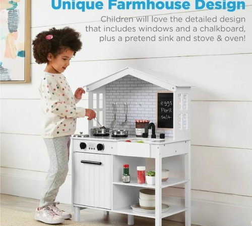 Farmhouse Play Kitchen Toy w/ Chalkboard & More $60 Shipped Free (Reg. $150) – 4 Colors