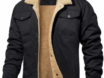 Men's Fleece Turndown Collar Jacket for $19 + $10 s&h