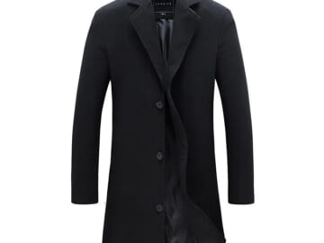 Men's Winter Wool Stand Collar Single-Breasted Overcoat for $18 + $10 s&h