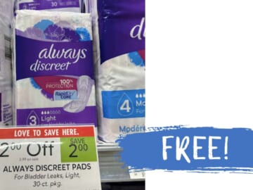 FREE Always Discreet Pads at Publix