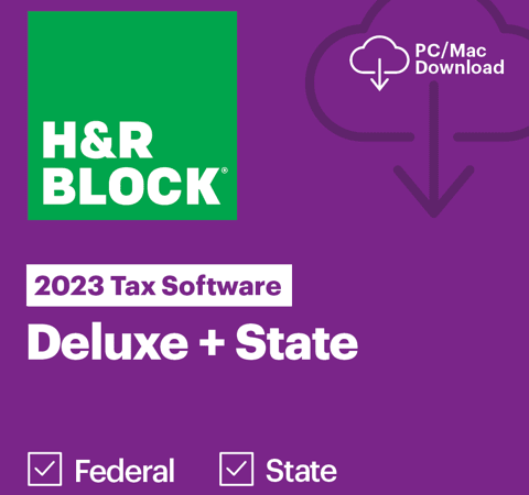H&R Block Tax Software Deluxe Federal + State 2023 for PC / Mac for $20