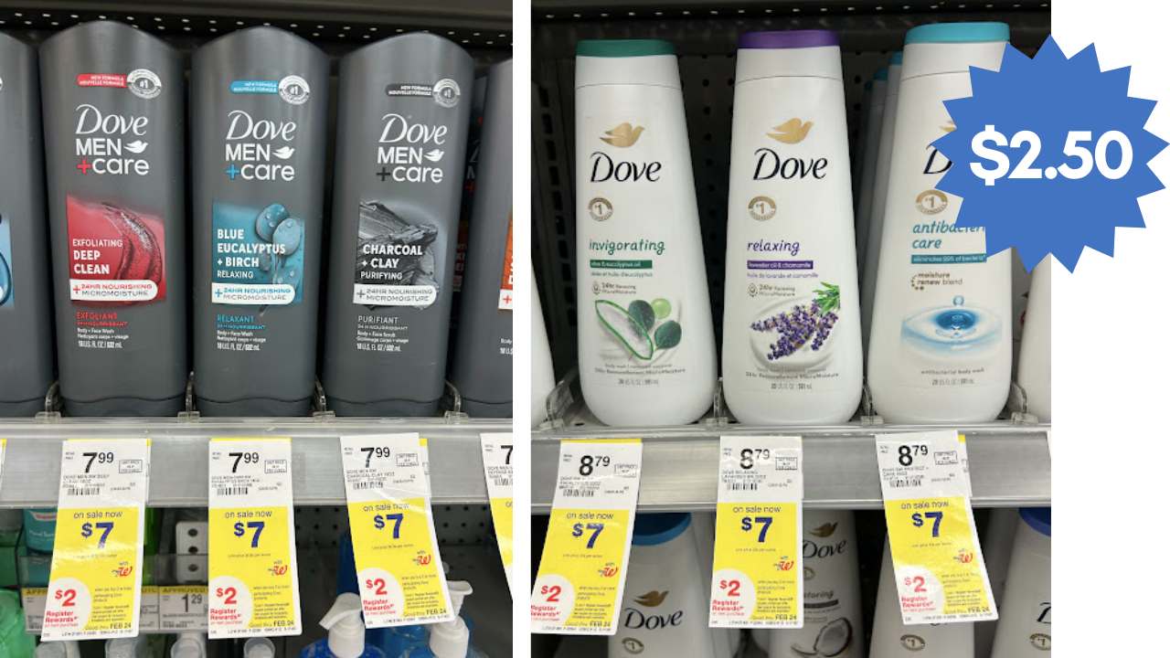 $2.50 Dove Body Wash for the Whole Family at Walgreens