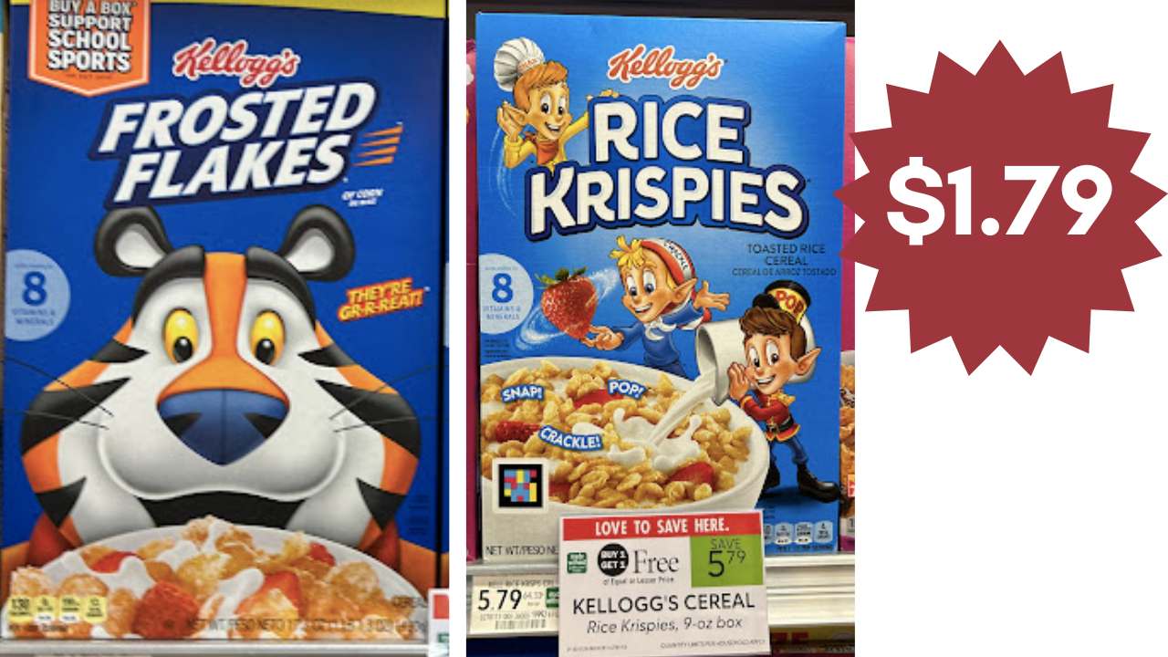 $1.79 Kellogg’s Frosted Flakes & Rice Krispies Cereal