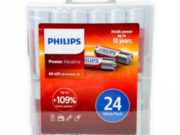 Philips AA Alkaline Battery 24-Pack for $10 + free shipping