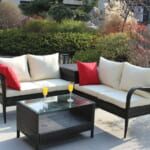 All-Weather 4-Piece Rattan Patio Furniture Set w/ Deck Box for $320 + free shipping