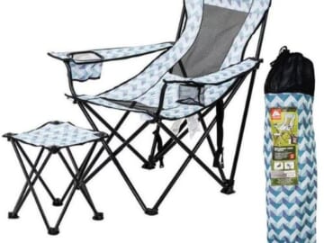 Ozark Trail Lounge Camp Chair with Detached Footrest $17.50 (Reg. $34.98)