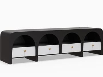 70" Mid Century TV Stand w/ RGB Lighting for $500 + free shipping