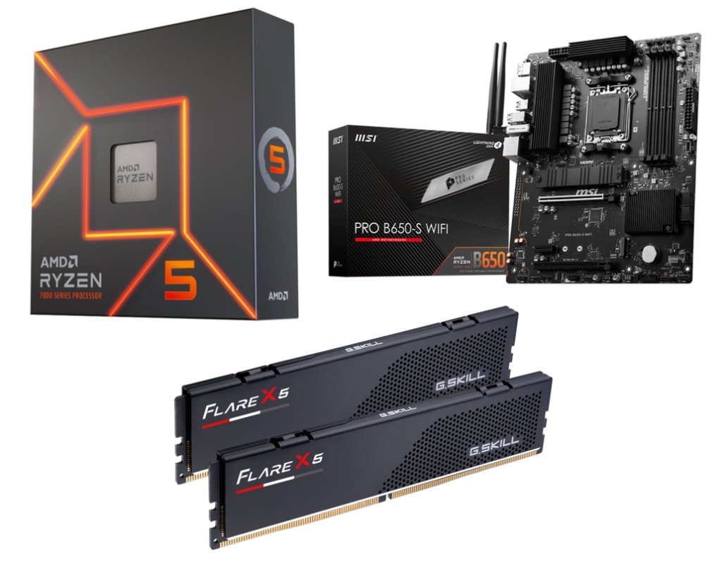 AMD Ryzen 5 7600X CPU w/ MSI Pro B650-S Mobo & G.SKILL Flare X5 32GB RAM for $299 + free shipping