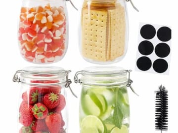 Glass Jars Set with Airtight Leak-Proof Lids only $19.99 shipped!