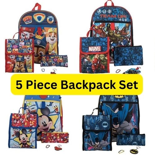 Backpack & Lunchbag 5-Piece Sets $12.56 (Reg $42) – Paw Patrol, Micky Mouse, Avengers & More