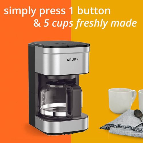 Krups Simply Brew Stainless Steel Drip 5 Cup Coffee Maker $20.95 (Reg. $39.99) – Keep Warm Function, Reusable coffee filter & More