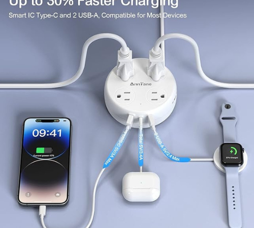 Travel Power Strip 4-Outlet 3-USB with Retractable Extension Cord $11.99 After Coupon (Reg. $20) – FAB Ratings!