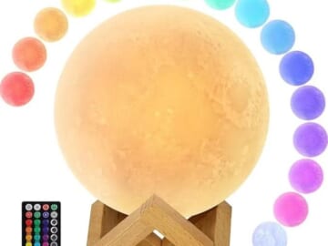 Color-Changing Moon Night Light Lamp w/ Remote for $12 + free shipping