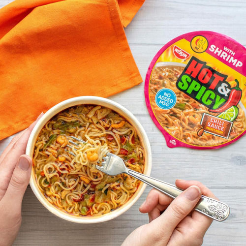 Nissin Hot & Spicy Ramen Noodle Soup with Shrimp, 6-Pack as low as $5.70 Shipped Free (Reg. $9.54) – $0.95/ 3.27oz Bowl, Microwavable in 3 minutes