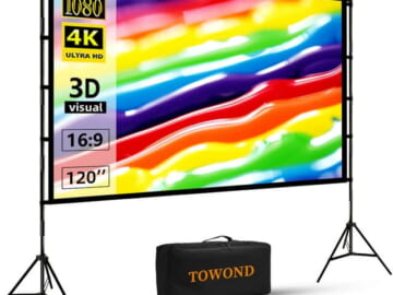 120" Projector Screen with Stand for $60 + free shipping