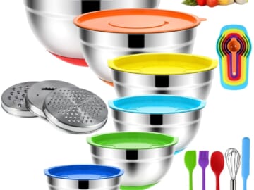 20-Piece Stainless Steel Mixing Bowls Set for $32 + free shipping w/ $35