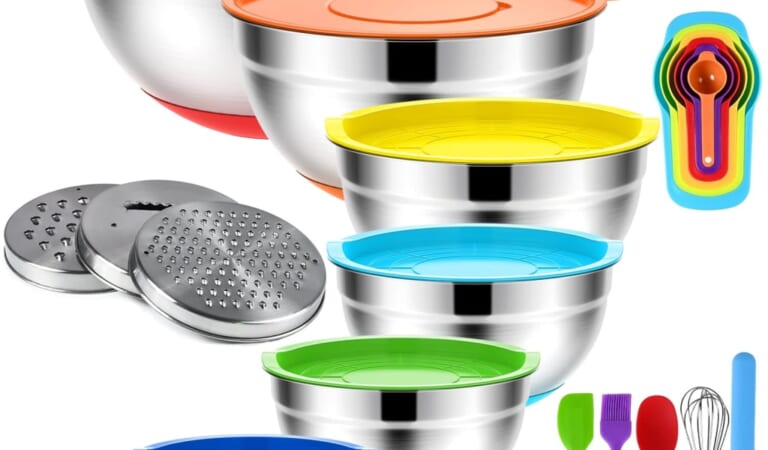 20-Piece Stainless Steel Mixing Bowls Set for $32 + free shipping w/ $35