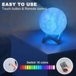 Realistic Moon Night Light Lamp $11.99 After Code (Reg. $24.99) + Free Shipping – with Built-in Rechargeable Battery, Stand, and Remote Control
