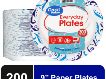 Disposable 9-Inch Patterned Paper Plates, 200 Count $9.97 (Reg. $12.28) – Soak Proof & Microwave Safe