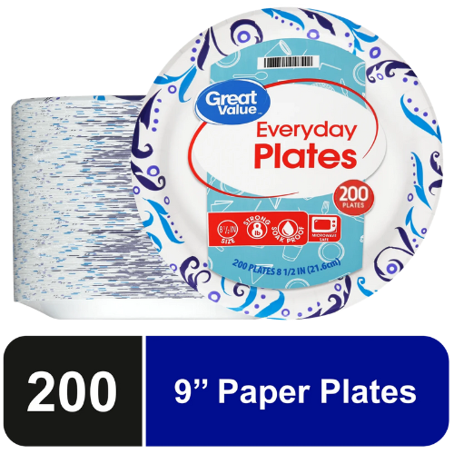 Disposable 9-Inch Patterned Paper Plates, 200 Count $9.97 (Reg. $12.28) – Soak Proof & Microwave Safe