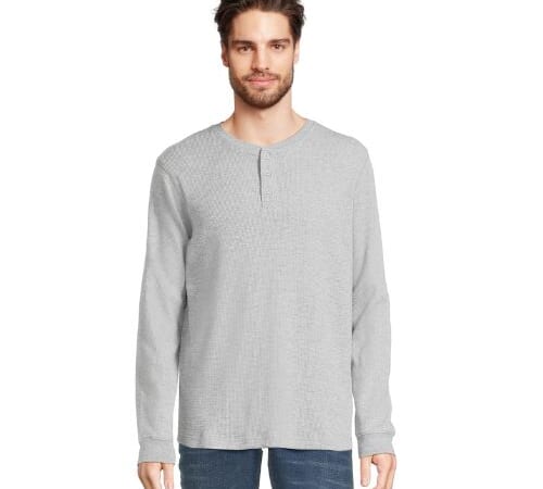 George Men’s Long Sleeve Thermal Henley Shirt (Light Grey Heather) $7 (Reg. $11.98) – XS- 2XL