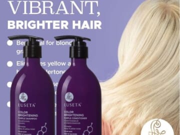 Luseta Color Brightening Purple Shampoo & Conditioner 2-Pack Set as low as $14 After Code (Reg. $35) + Free Shipping – $7/Bottle – for Blonde, Gray