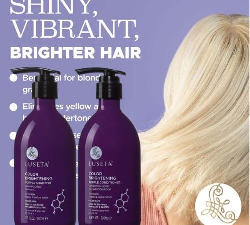 Luseta Color Brightening Purple Shampoo & Conditioner 2-Pack Set as low as $14 After Code (Reg. $35) + Free Shipping – $7/Bottle – for Blonde, Gray
