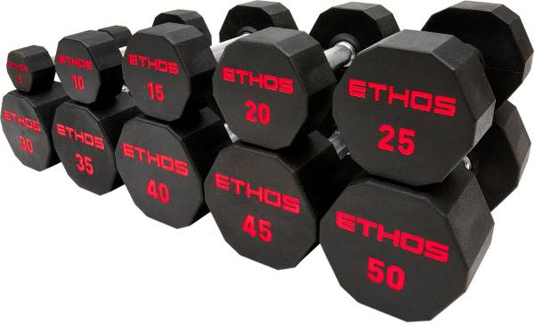 Ethos Rubber Hex Dumbbell Pairs from $13 + free shipping w/ $49