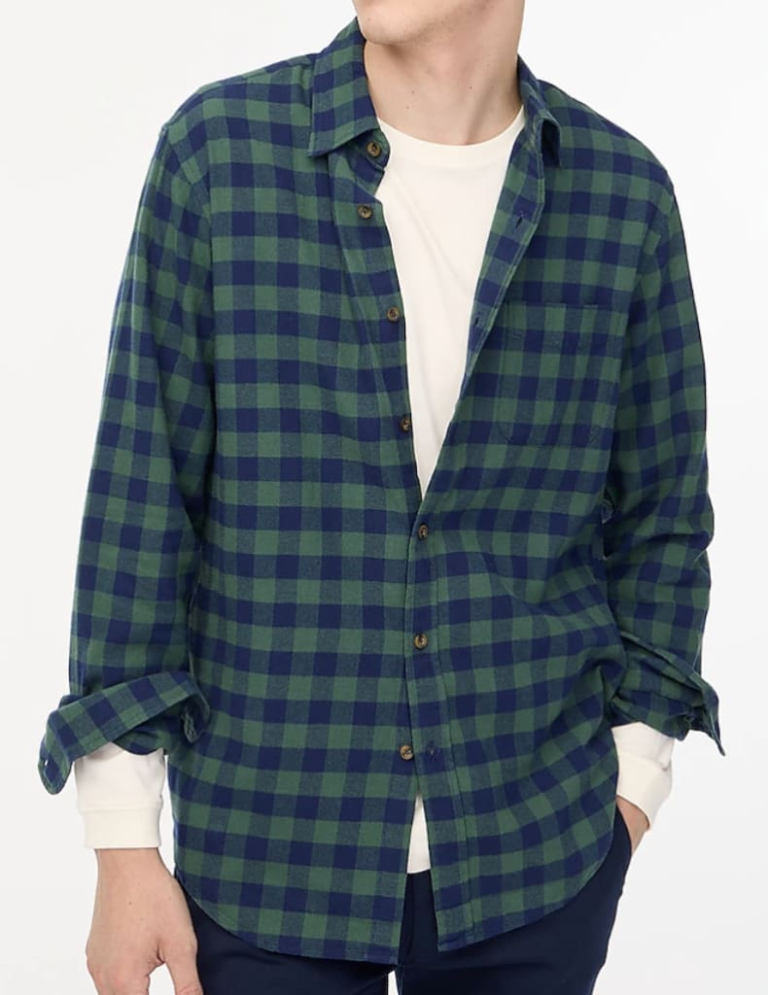 J.Crew Factory Men's Classic Gingham Flannel Shirt for $14 + free shipping w/ $99