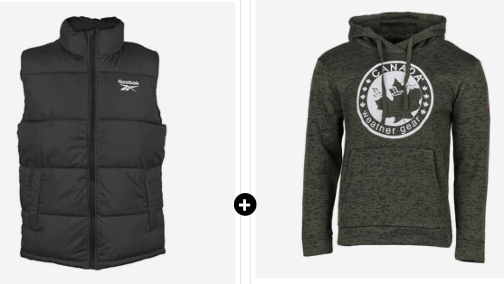 Canada Weather Gear Men's Logo Hoodie + Reebok Men's Puffer Vest for $30 + free shipping