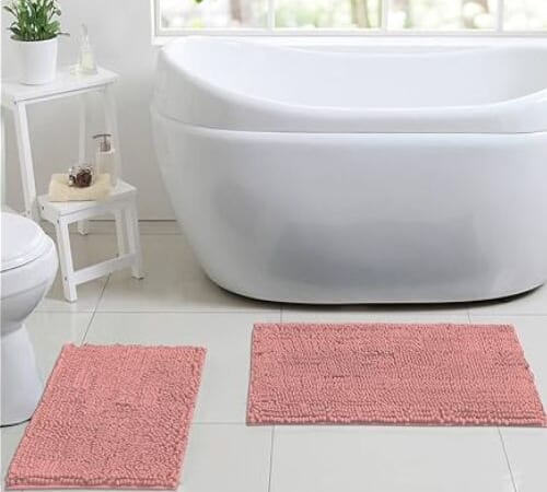 Chicago Butter Chenille Bathroom Rug 2-Piece Set $13 After Code (Reg. $30.20) + Free Shipping w/ Prime – Pink or Silver