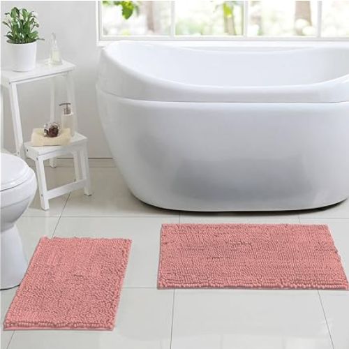 Chicago Butter Chenille Bathroom Rug 2-Piece Set $13 After Code (Reg. $30.20) + Free Shipping w/ Prime – Pink or Silver