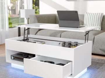 39.4" Lift-Top Storage Coffee Table w/ LED for $130 + free shipping