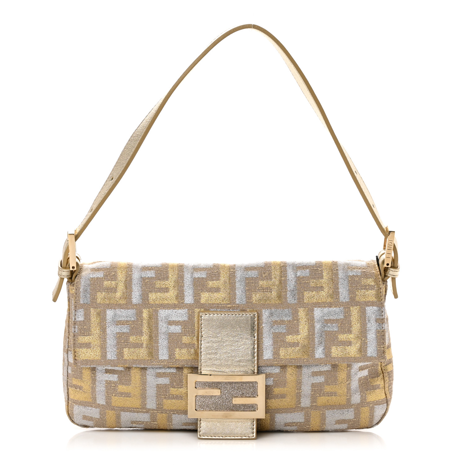 image of FENDI Metallic Lurex Zucca Baguette in the colors Gold and Silver by FASHIONPHILE