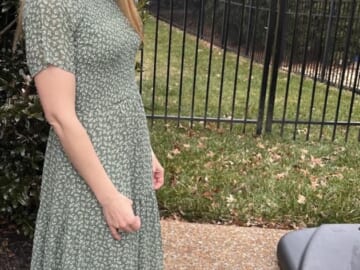 Women Casual Short Sleeve Crew Neck Summer Dress Bohemian Floral Printed Flowy Maxi Dresses