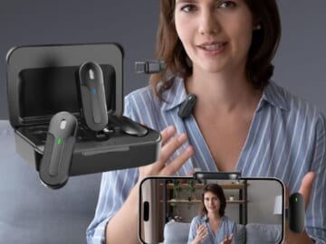 Wireless Clip-On Microphone 2-Pack (Matte Black) $17.99 After Code + Coupon (Reg. $40) + Free Shipping – Perfect for Content Creators!
