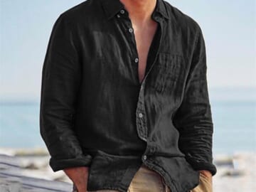 Vvcloth Men's Linen Shirt for $8 + $5 s&h