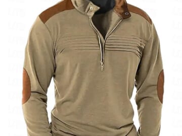 Men's Color Block Standing Collar Tee for $9 + $6 s&h