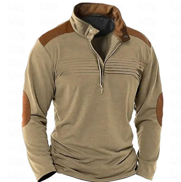 Men's Color Block Standing Collar Tee for $9 + $6 s&h