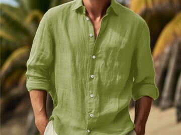 Bettermrcloth Men's Button Up Linen Shirt for $14 + free shipping