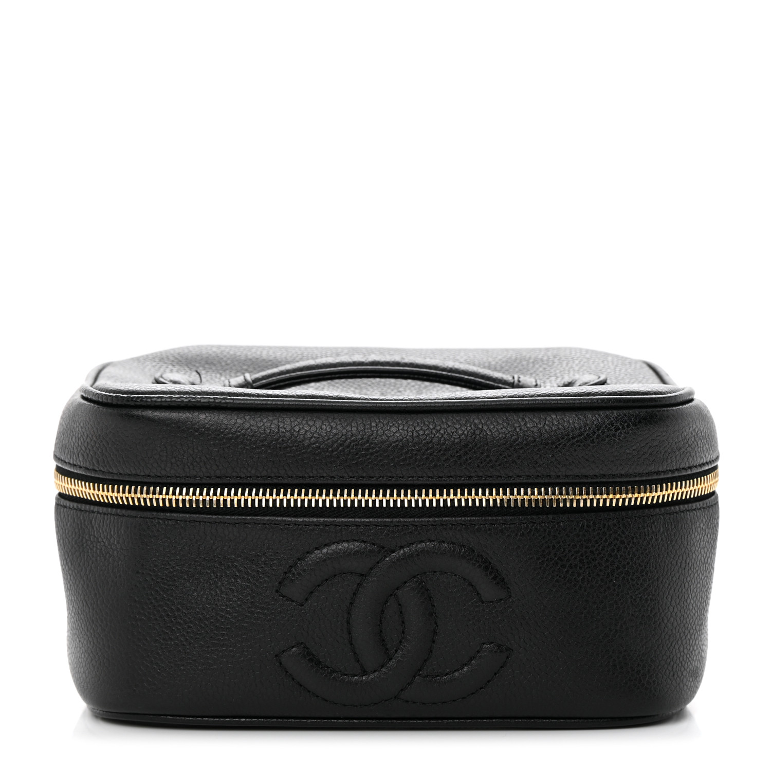 image of CHANEL Caviar Vanity Cosmetic Case in the color Black by FASHIONPHILE