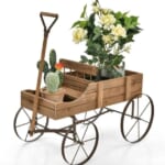 Wooden Garden Flower Planter Wagon Wheel Plant Bed only $39.95 shipped (Reg. $80!)