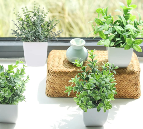 Mini Artificial Greenery 7″ Potted Fake Plants, 4 Pack  $9.99 (Reg. $15) – $2.50 each