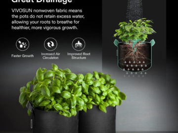 Vivosun 5-Pack Heavy Duty Nonwoven Plant Grow Bags with Handles $15.39 (Reg. $22) – $3.08/15-Gallon Bag